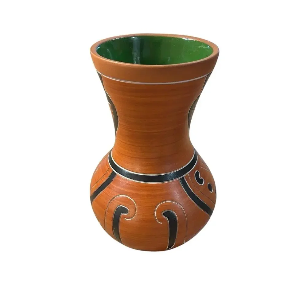 Mexican Redware Art Pottery Vase 9